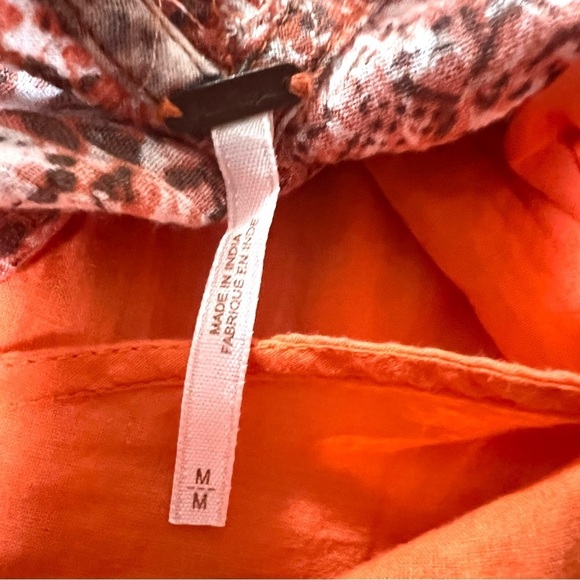 FREE PEOPLE Love Birds Mini Dress Paisley Cold Shoulder Orange Boho Size Medium - Picture 13 of 16